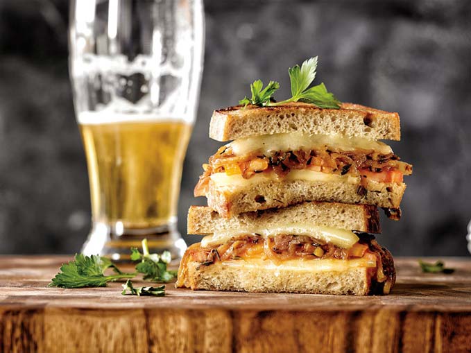Food Photography of French Onion Grilled Cheese Sandwich