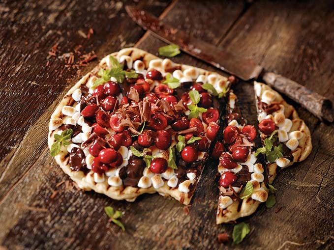 Food Photography of Grilled Black Forest Pizza